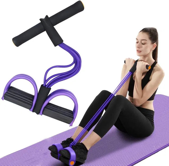 4-Tube Yoga Pedal Pull Reducer Resistance Band, Crossfit Exercise Fitness Tummy Body Building Equipment, for Abdomen/Waist/Arm/Leg Stretching...